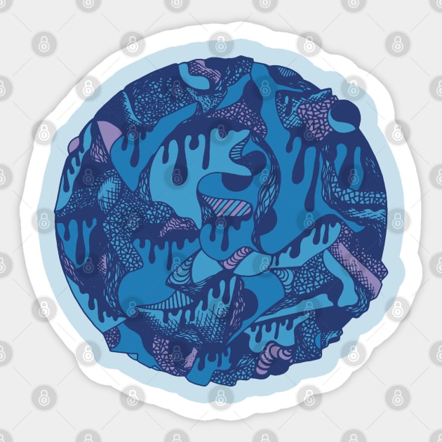 Mountain Blue Circle of Drip Sticker by kenallouis